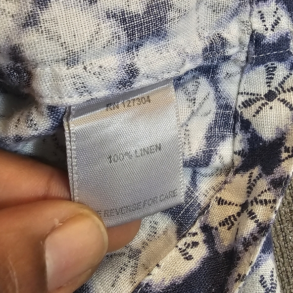 John Mark Linen Blue White Lagen Casual Coastal Button Tunic Large with Pockets - Picture 5 of 7